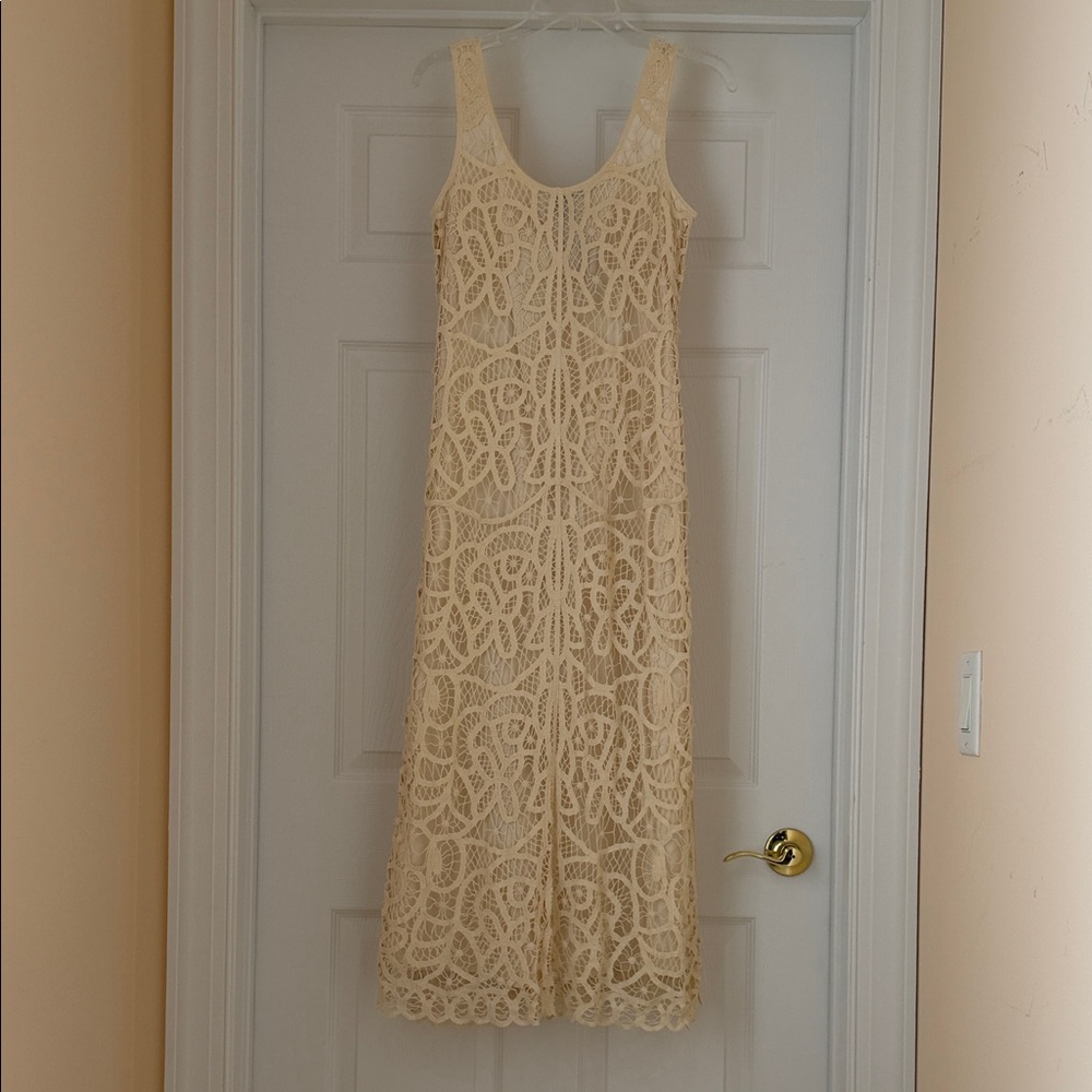 INC International Concepts Cream Lace Maxi Dress